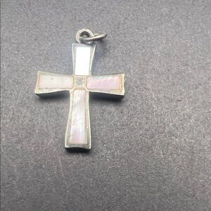 Elegant Silver and Pink Cross Pendant